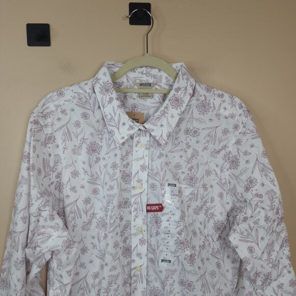Duluth Plus Wrinklefighter Button Up Shirt White Lavendar Floral Plus Size 1X - Picture 2 of 9